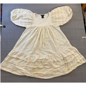 Etoile Isabel Marant Women's Size 1Cream Cotton Blend Ruffle Puff Sleeve Top
